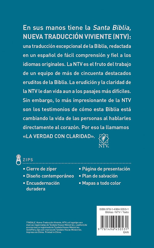 Santa Biblia NTV, Edición zíper (SentiPiel Océano)