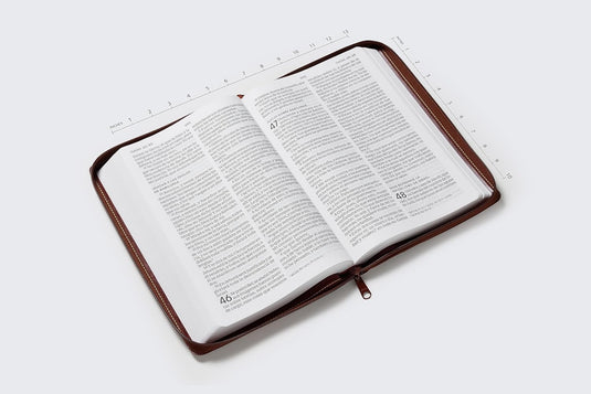 Biblia RVR 1960, Letra Súper Gigante, Cierre zíper, imitación piel café