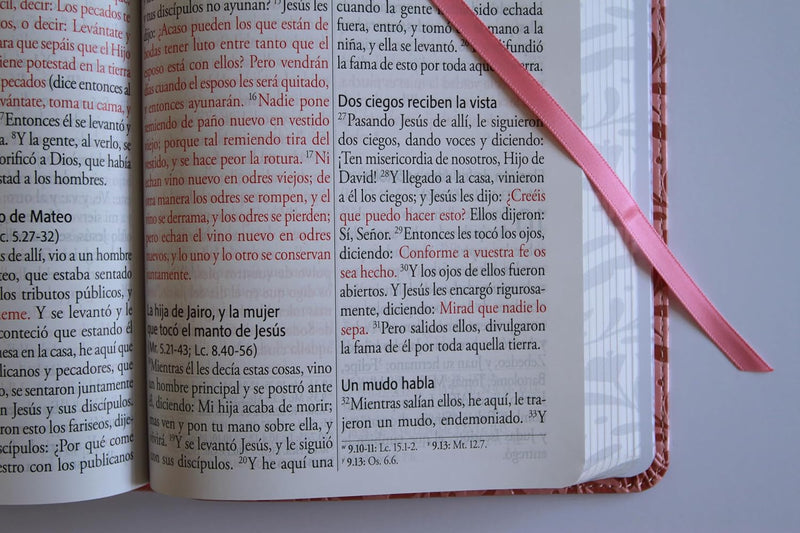 Cargue la imagen en el visor de la galería, Biblia RVR 1960, Tamaño Manual, Letra Gigante, símil piel rosada flores
