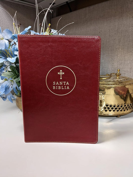 Biblia RVR 1960, Ultrafina,  Letra Grande, Sentipiel rojiza cruz