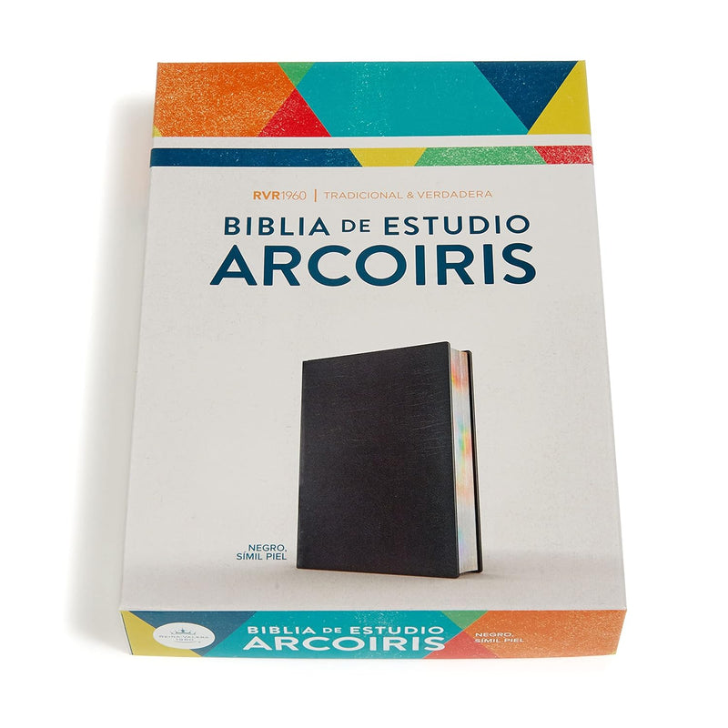 Cargue la imagen en el visor de la galería, Biblia de Estudio Arcoíris RVR 1960, símil piel negro
