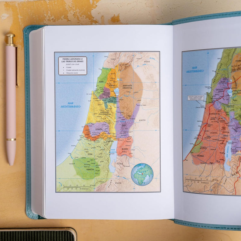 Cargue la imagen en el visor de la galería, Biblia RVR 1960, Letra Grande, Tamaño Manual, edición especial, símil piel aqua
