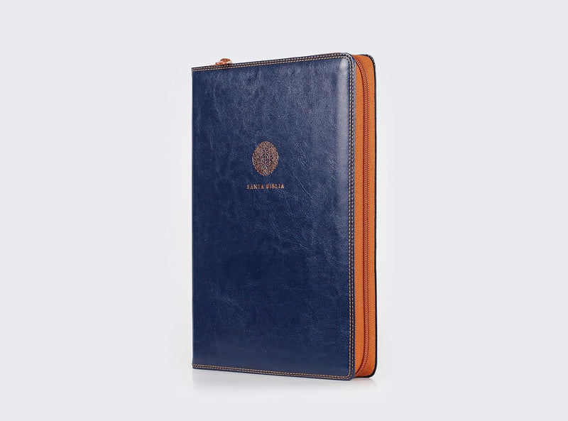 Cargue la imagen en el visor de la galería, Biblia RVR 1960, Letra Súper Gigante, Cierre zíper, imitación piel azul
