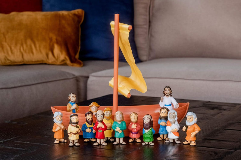 Cargue la imagen en el visor de la galería, Juguete Jesús y los 12 Apóstoles con Barca de Galilea | Playset Cristiano
