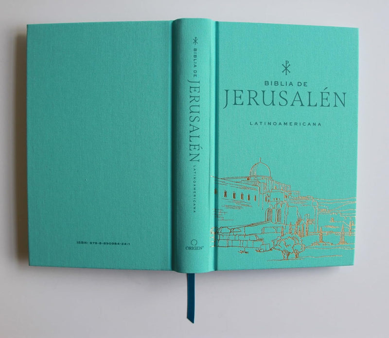 Cargue la imagen en el visor de la galería, Biblia de Jerusalén Latinoamericana, tapa dura/tela turquesa, edición de regalo
