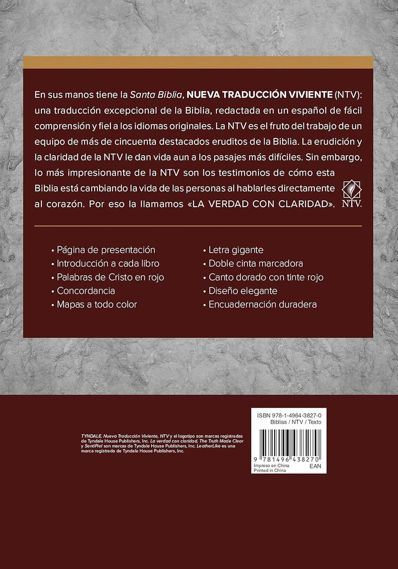 Cargue la imagen en el visor de la galería, Biblia NTV, Edición clásica, Letra Gigante, con índice, imitación piel vino
