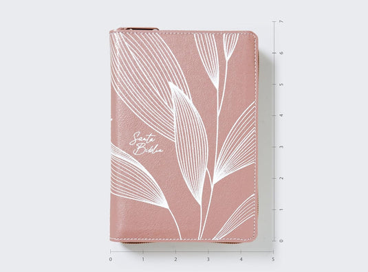 Biblia de Bolsillo NBLA, Cierre zíper, imitación piel oro rosa
