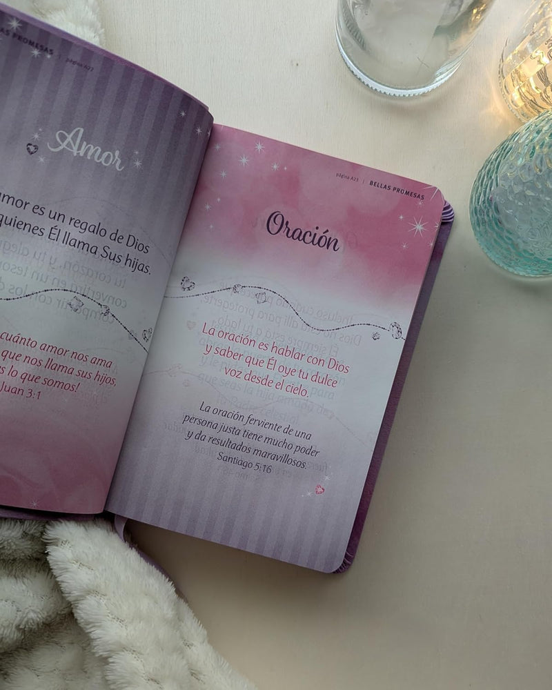 Cargue la imagen en el visor de la galería, Biblia Mi bella princesa NTV, SentiPiel violeta brillante
