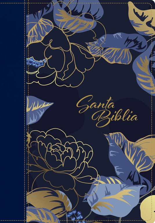 Biblia manual NTV, con Filament, Letra Grande, SentiPiel azul oscuro flores