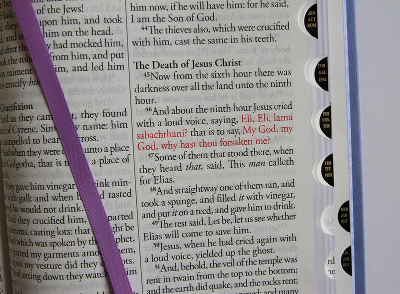 Cargue la imagen en el visor de la galería, KJV Holy Bible, Large Print Medium Format, Index, Lavender Faux Leather  (Biblia en inglés)
