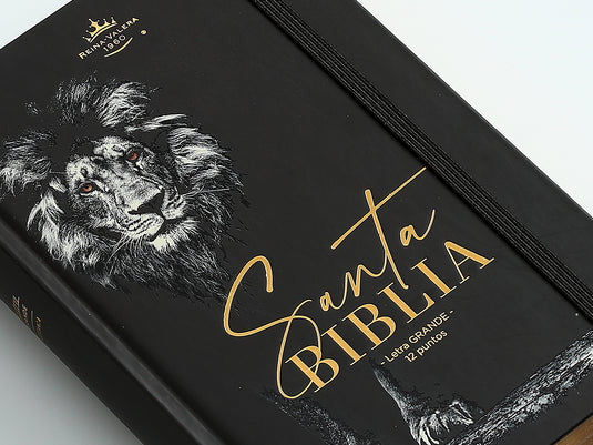 Biblia RVR 1960, Tamaño Manual, Letra Grande, tapa dura con elástico León