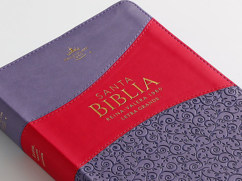 Cargue la imagen en el visor de la galería, Biblia RVR 1960, Tamaño manual, Cierre zíper, Letra Grande, imitación piel bitono morada
