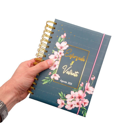 Agenda Esforzada y Valiente Flores rosas 2026