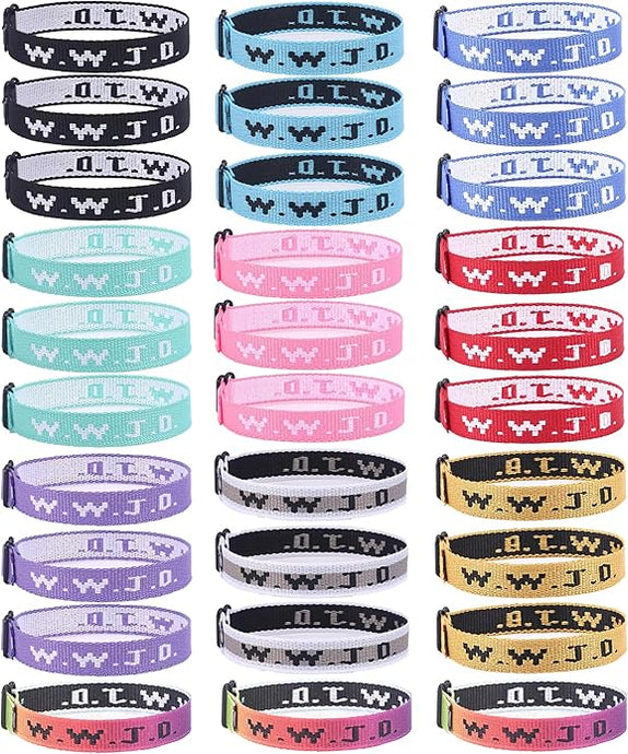 Pulsera WWJD tela (Color Variado)