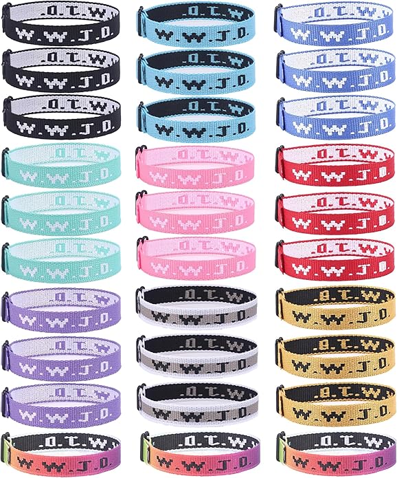 Cargue la imagen en el visor de la galería, Pulsera WWJD tela (Color Variado)

