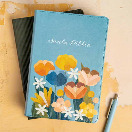 Biblia RVR 1960, Letra Grande, Tamaño Manual, edición especial, símil piel aqua