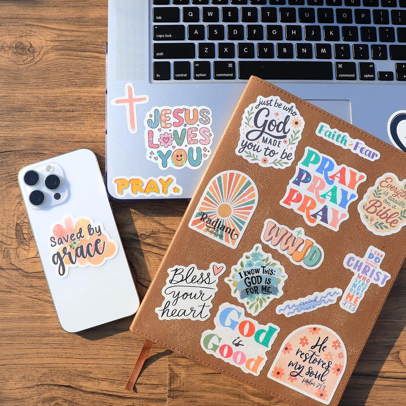 Cargue la imagen en el visor de la galería, Paquete de 5 stickers brillantes cristianos (Diseño variado)
