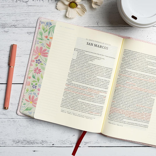 Biblia de apuntes tamaño personal RVR 1960, imitación piel flores