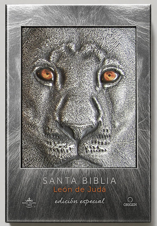 Biblia RVR 1960 León de Judá, Letra Grande, con índice, edición especial plata