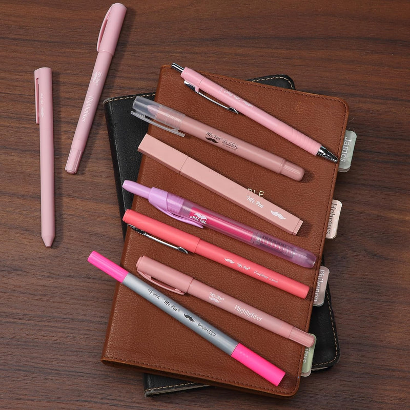 Cargue la imagen en el visor de la galería, Set de estuche con lapiceros y marcadores tonos rosados Mr Pen
