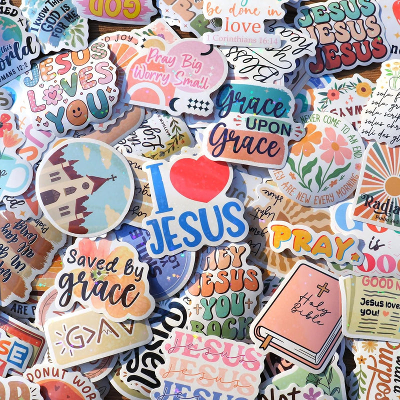 Cargue la imagen en el visor de la galería, Paquete de 5 stickers brillantes cristianos (Diseño variado)
