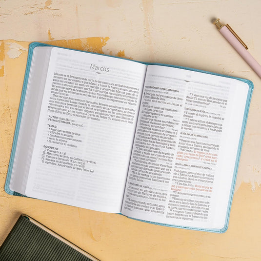 Biblia RVR 1960, Letra Grande, Tamaño Manual, edición especial, símil piel aqua