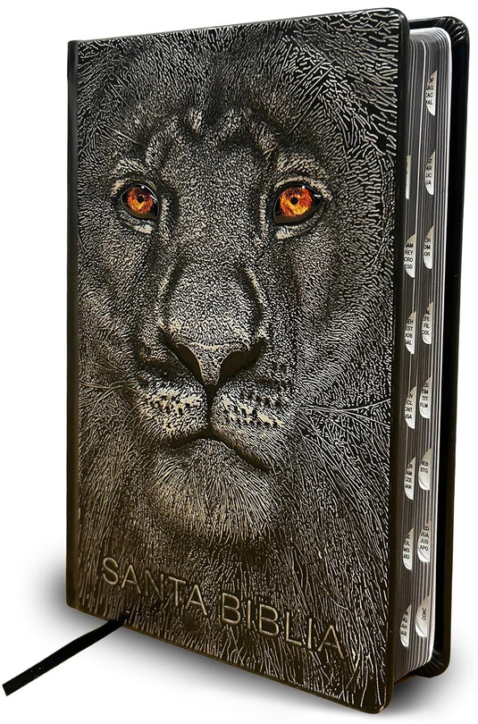 Biblia RVR 1960 León de Judá, Letra Grande, con índice, edición especial plata