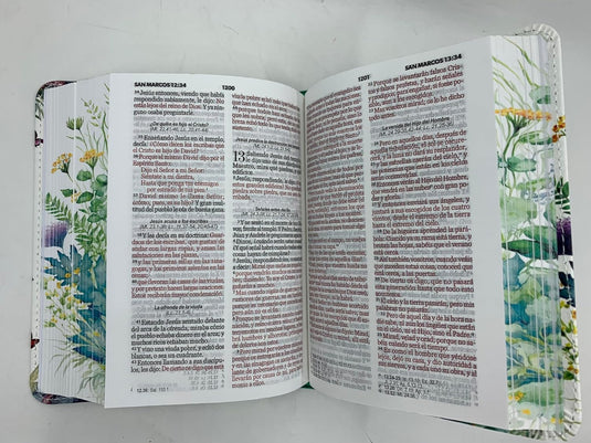 Biblia de Bolsillo RVR 1960, imitación piel verde flores y mariposas