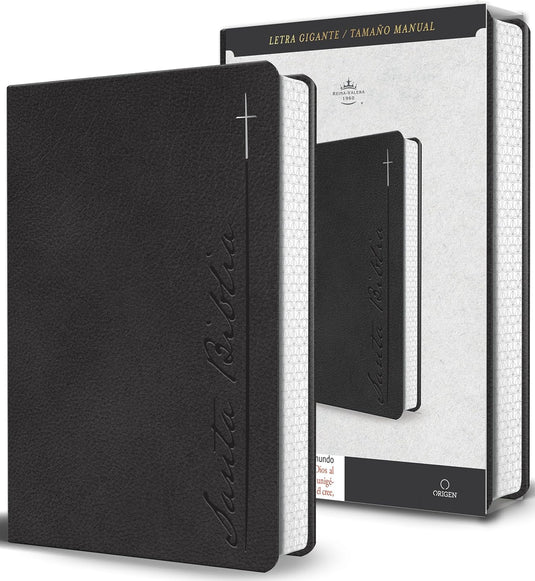 Biblia RVR 1960, Tamaño Manual, Letra Gigante, símil piel gris