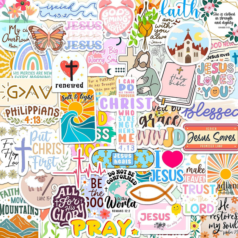 Cargue la imagen en el visor de la galería, Paquete de 5 stickers brillantes cristianos (Diseño variado)
