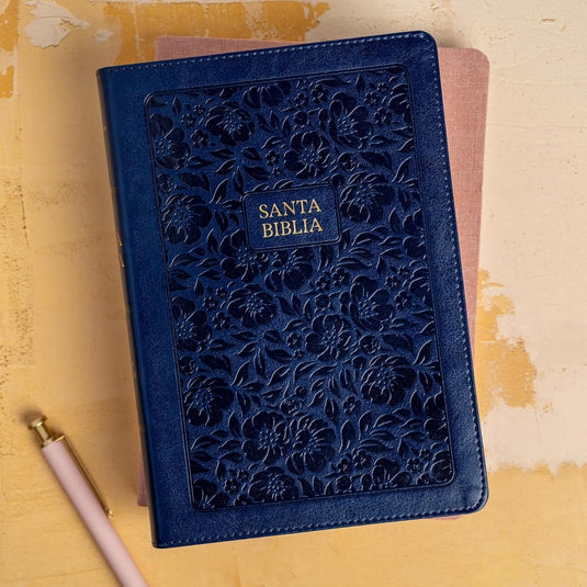 Biblia RVR 1960, Letra Grande, Tamaño Manual, edición especial, símil azul marino