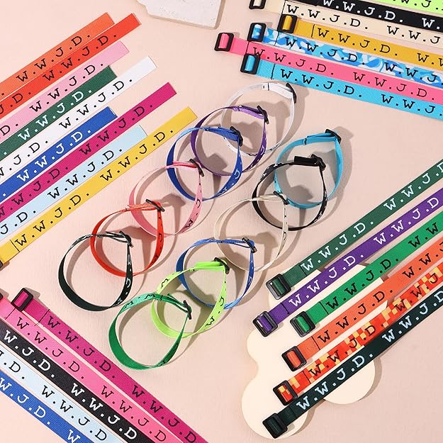 Cargue la imagen en el visor de la galería, Pulsera WWJD tela (Color Variado)
