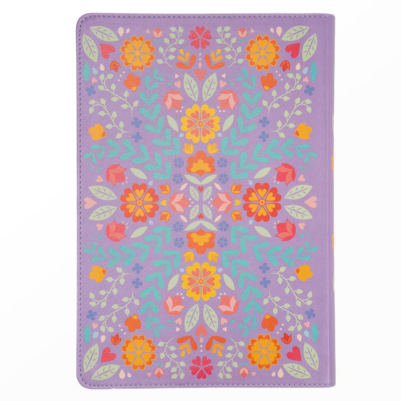 Cargue la imagen en el visor de la galería, Biblia RVR 1960 Letra Gigante, símil piel lila floreada
