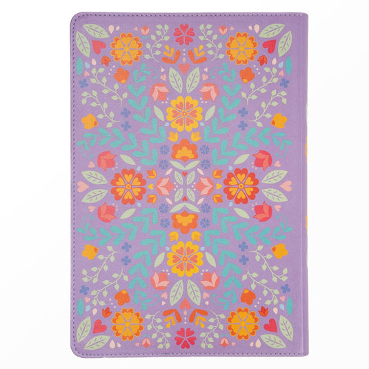 Biblia RVR 1960 Letra Gigante, símil piel lila floreada