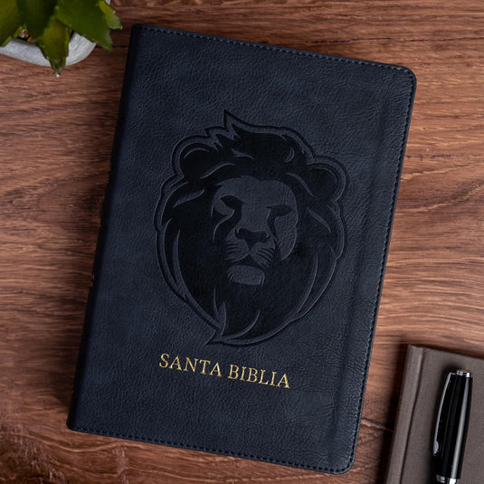 Biblia RVR 1960, Letra Grande, Tamaño Manual, edición especial, león ceniza