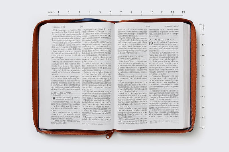 Cargue la imagen en el visor de la galería, Biblia RVR 1960, Letra Súper Gigante, Cierre zíper, imitación piel azul
