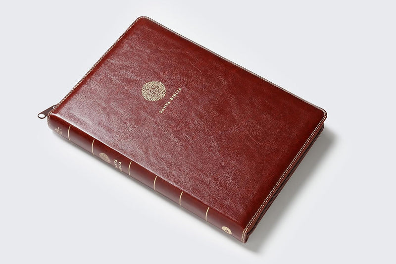 Cargue la imagen en el visor de la galería, Biblia RVR 1960, Letra Súper Gigante, Cierre zíper, imitación piel café
