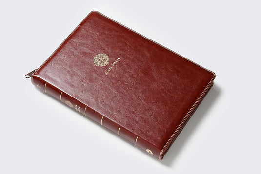 Biblia RVR 1960, Letra Súper Gigante, Cierre zíper, imitación piel café
