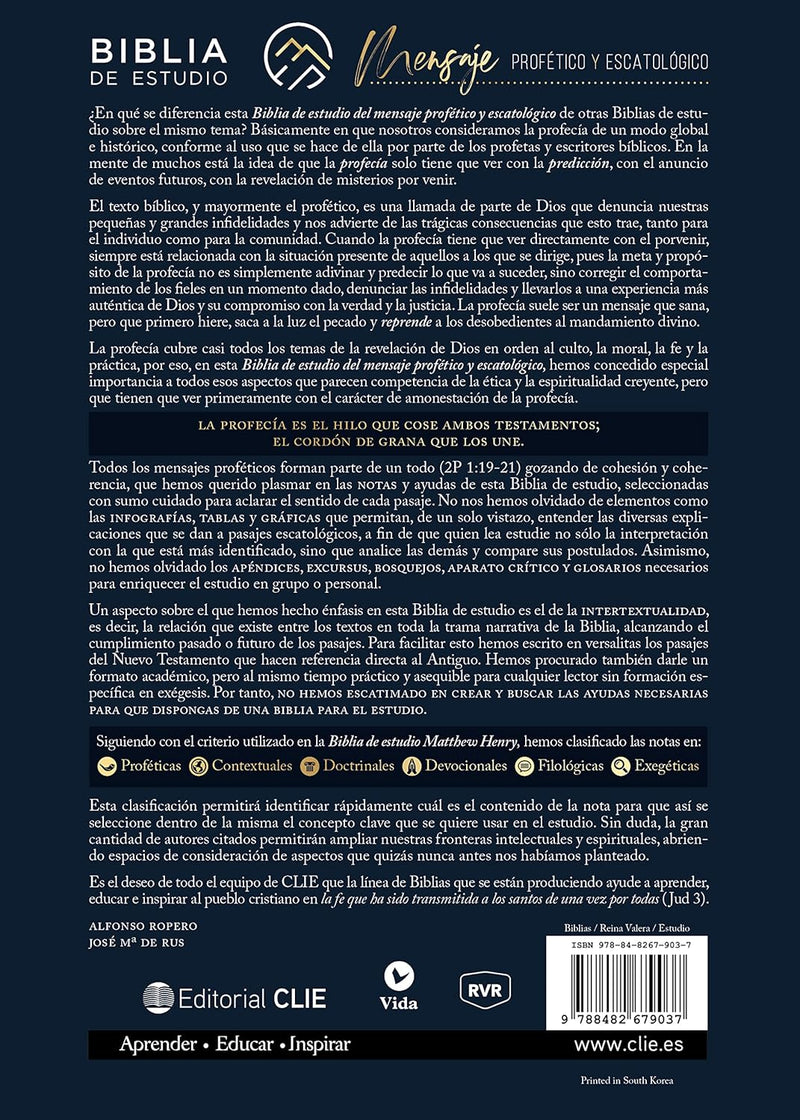 Cargue la imagen en el visor de la galería, Biblia de Estudio del Mensaje Profético y Escatológico RVR, Leathersoft Azul
