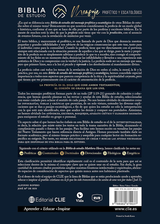 Biblia de Estudio del Mensaje Profético y Escatológico RVR, Leathersoft Azul
