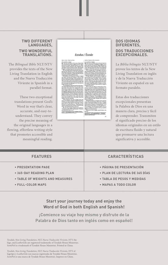 Bilingual Bible / Biblia bilingüe NLT/NTV, imitación piel negro