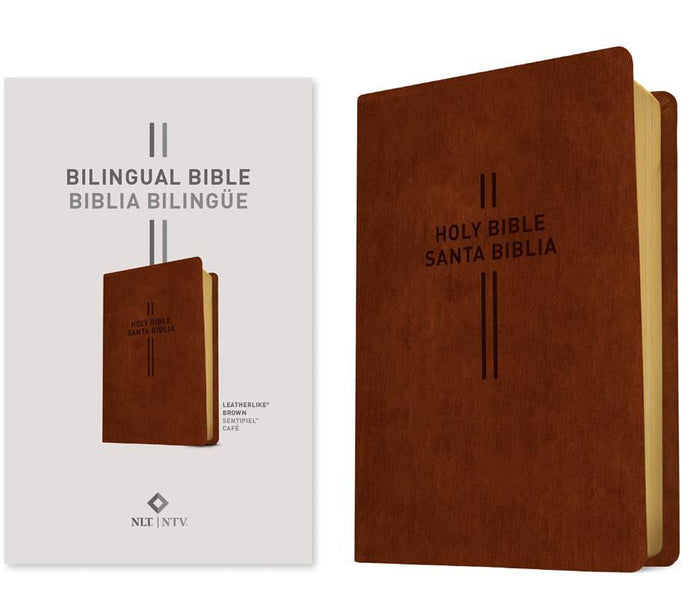 Bilingual Bible / Biblia bilingüe NLT/NTV, imitación piel café