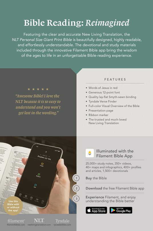 NLT Personal Size Giant Print Bible, Filament Enabled