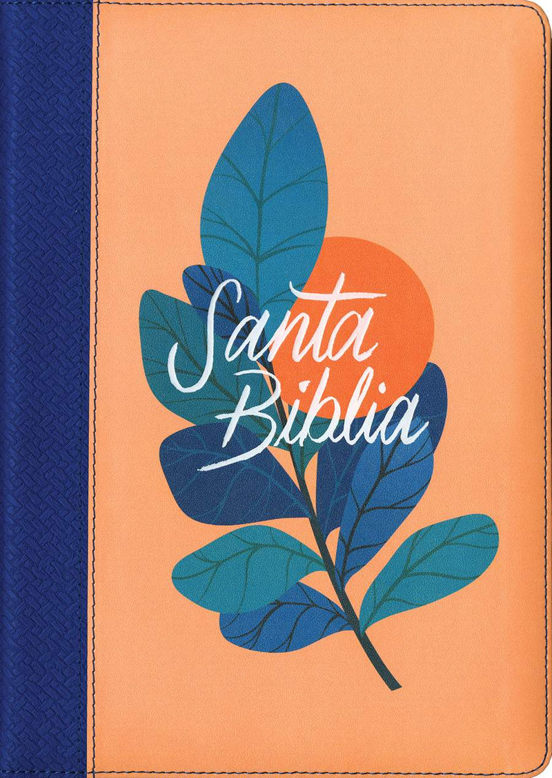 Cargue la imagen en el visor de la galería, Biblia RVR 1960, con zíper, con referencias, Letra Grande, imitación piel coral con azul
