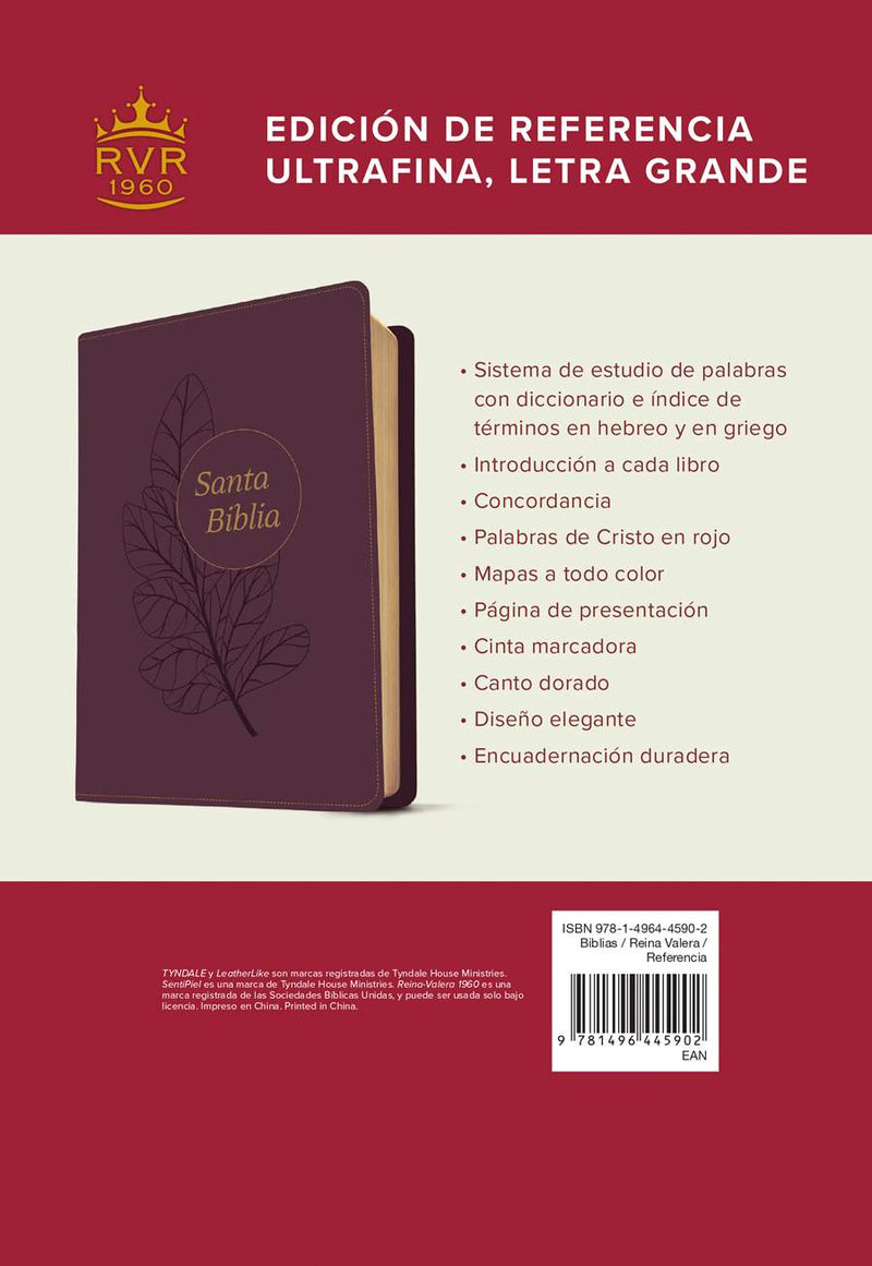 Cargue la imagen en el visor de la galería, Biblia RVR 1960, Edición de referencia, ultrafina, Letra Grande, imitación piel ciruela
