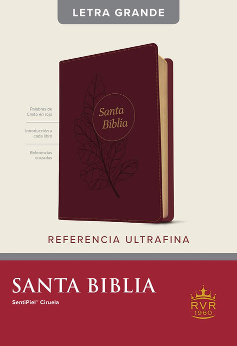 Biblia RVR 1960, Edición de referencia, ultrafina, Letra Grande, imitación piel ciruela