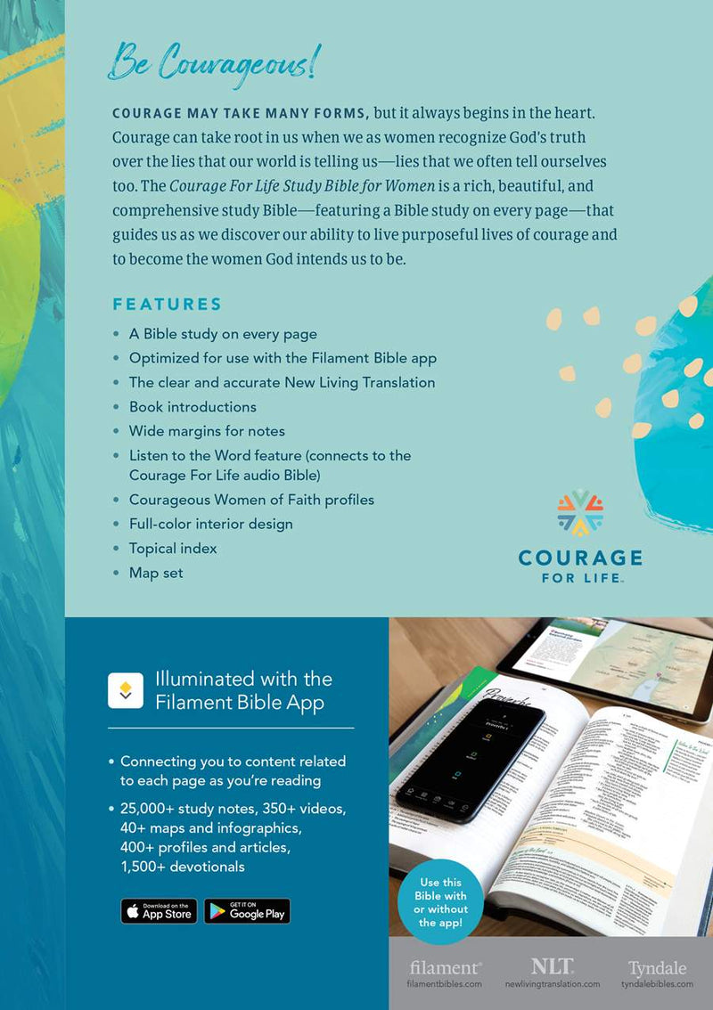 Cargue la imagen en el visor de la galería, NLT Courage For Life Study Bible for Women, Filament Enabled (Softcover)
