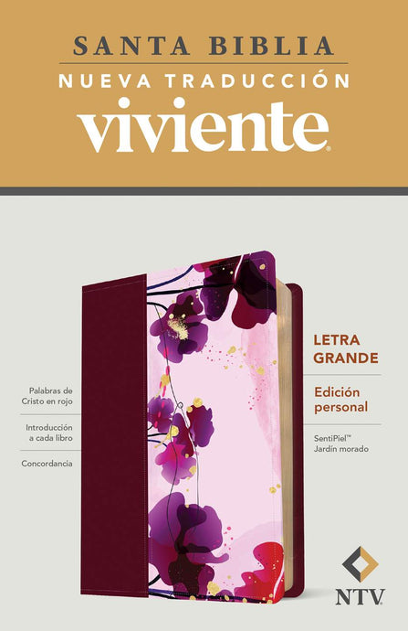 Santa Biblia NTV, Edición personal, Letra Grande, imitación piel jardín morado