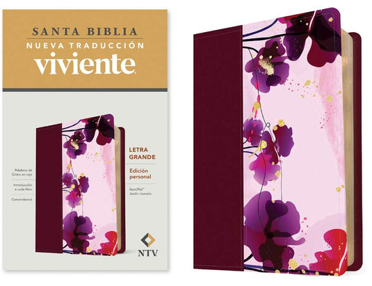 Santa Biblia NTV, Edición personal, Letra Grande, imitación piel jardín morado