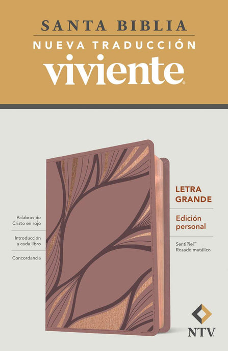 Santa Biblia NTV, Edición personal, Letra Grande, imitación piel rosado metálico